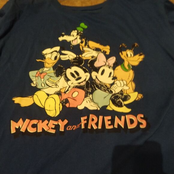 LADY'S DISNEY MICKY & FRIENDS Large PRINT CREW NECK BLUE T-SHIRT Lg L - Picture 6 of 9